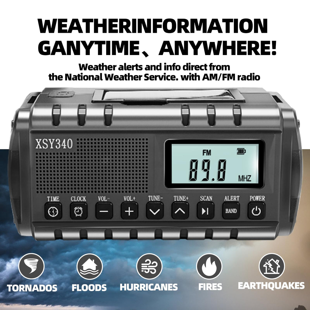 QAUYYW radio automatically displays NOAA weather alerts