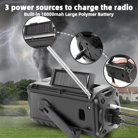 QAUYYW radio LCD display shows frequency and battery status