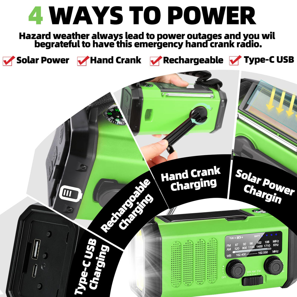 QAUYYW USB port charging a smartphone, keeps phones powered in outages