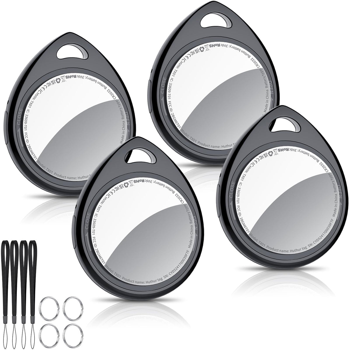 QCOQ Air Tracker front view showing compact black design and keyhole benefit