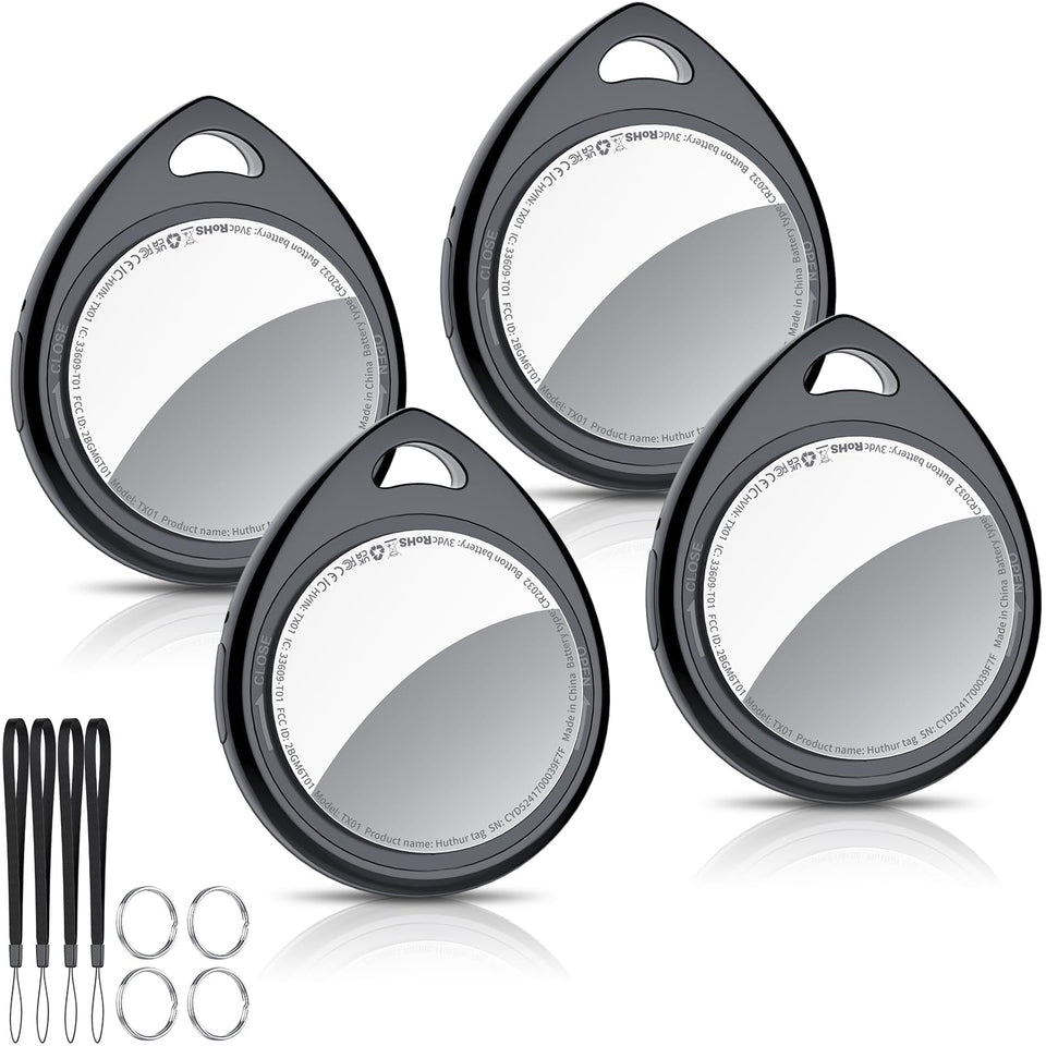 QCOQ Air Tracker front view showing compact black design and keyhole benefit