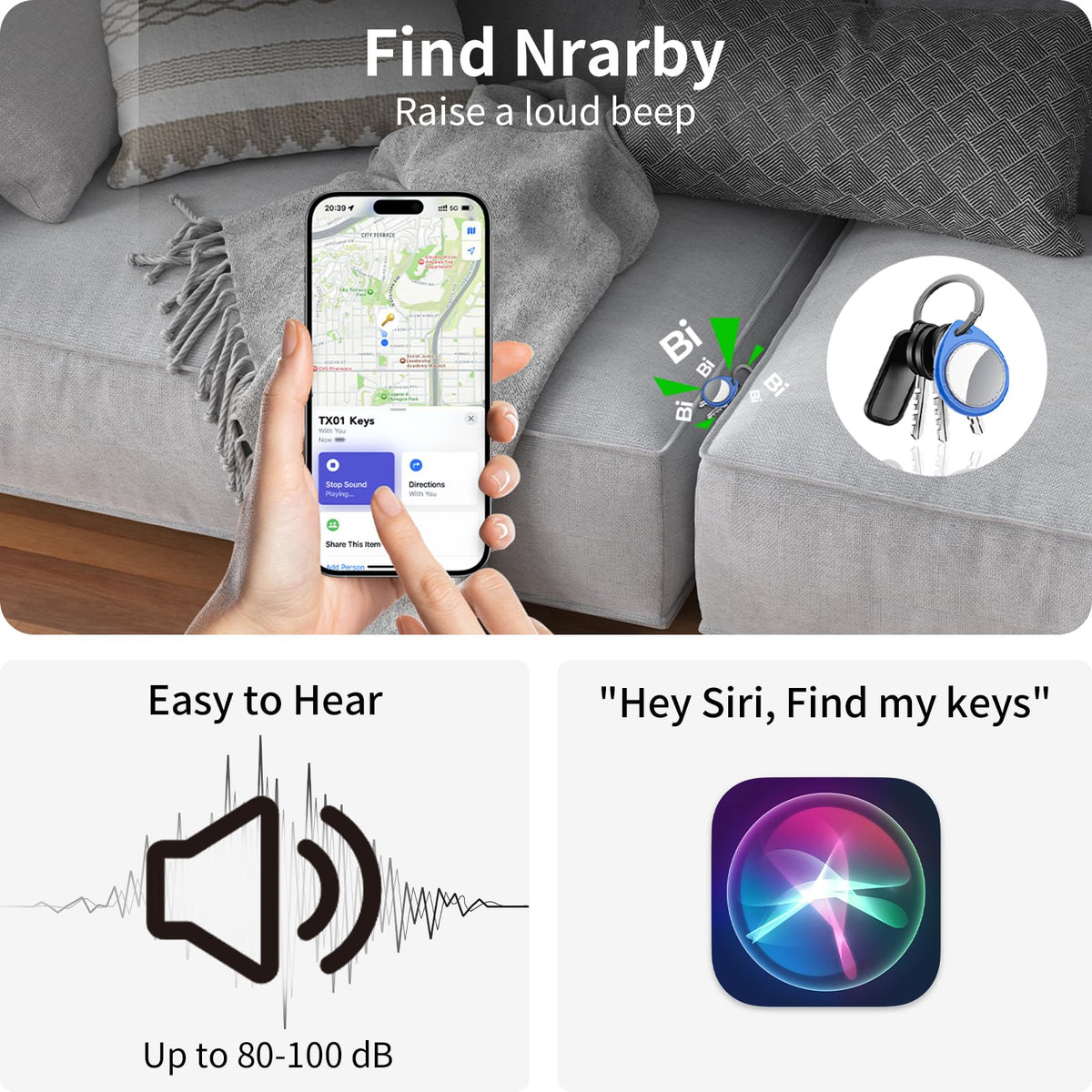 Luggage scene with QCOQ Air Tracker helps locate suitcases via Find My network.