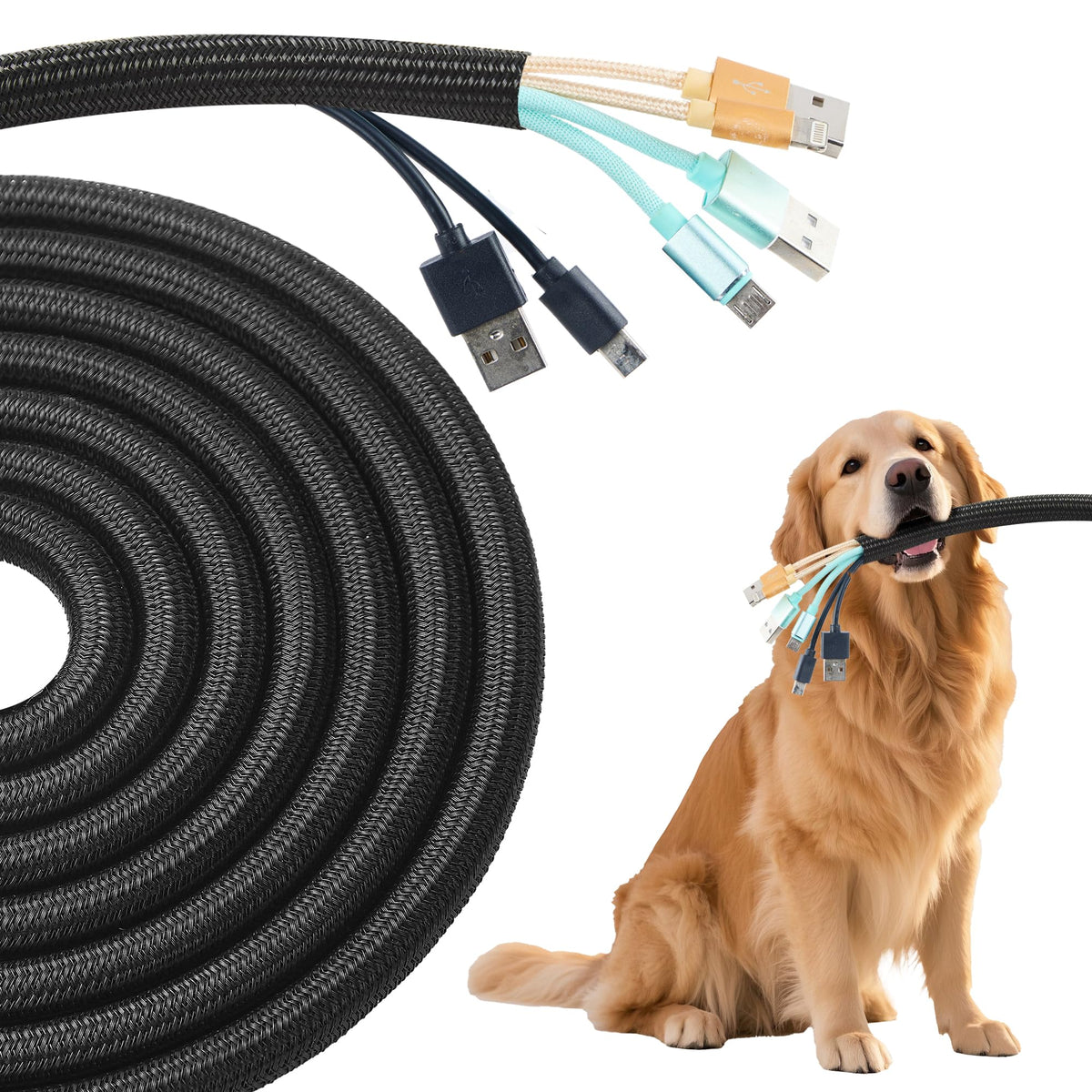 QCSIW split-wire loom in black hides cables and reduces clutter around entertainment centers