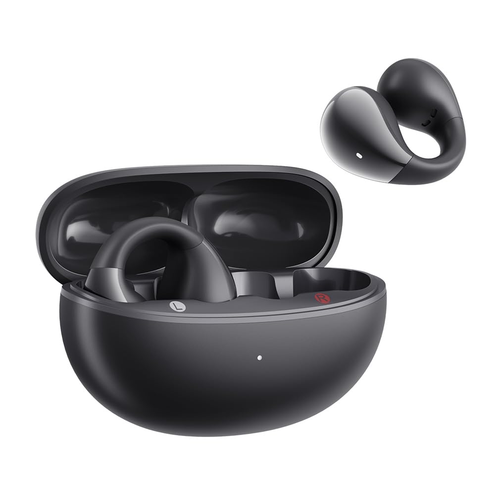 QCY Crossky C30 front view showing sleek matte finish and secure clip benefit