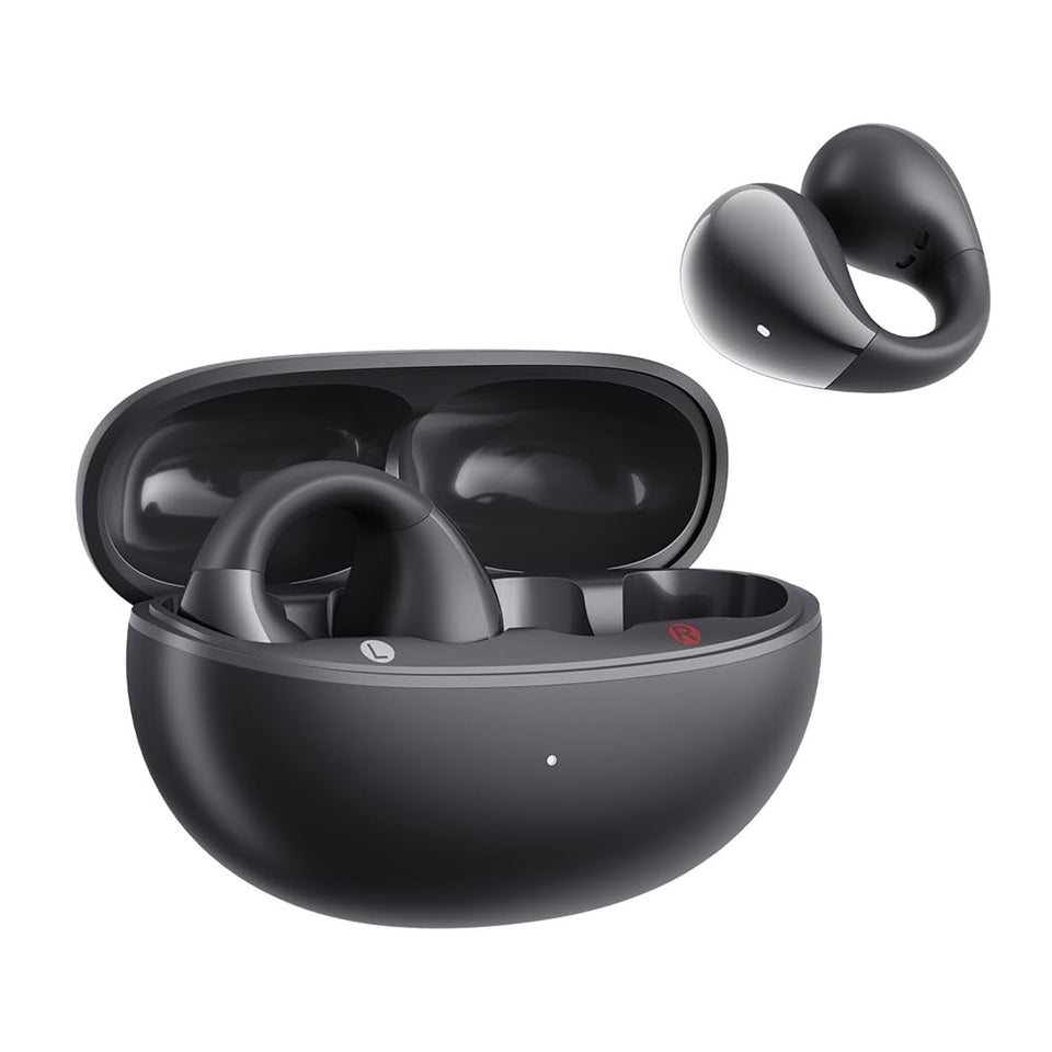 QCY Crossky C30 front view showing sleek matte finish and secure clip benefit