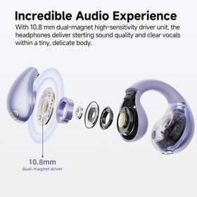 QCY Crossky C30 side profile demonstrating clip-on fit that stays stable during movement