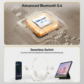 QCY app screen with EQ and ANC modes displaying customizable audio settings