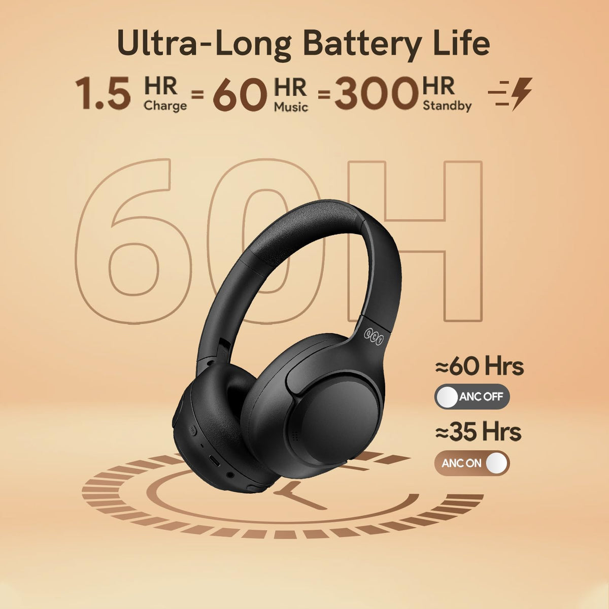QCY H3 internal driver detail highlighting 40mm driver for powerful Hi-Res sound