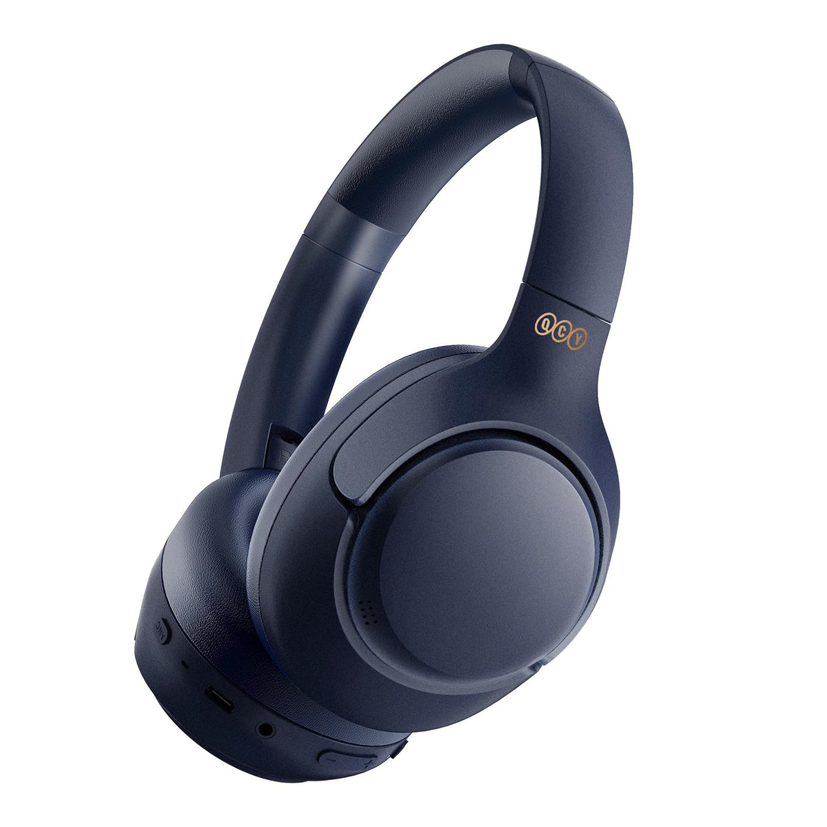 QCY H3 front view showing blue finish and compact design, comfortable for travel