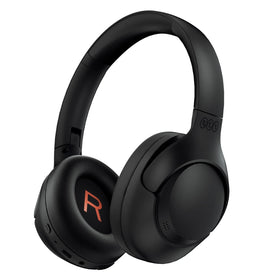 QCY H3 front view showing sleek black design and clear controls for easy use
