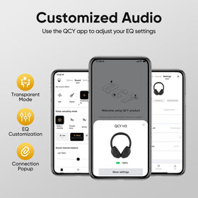 QCY H3 connected via 3.5mm cable showing wired option when battery is low