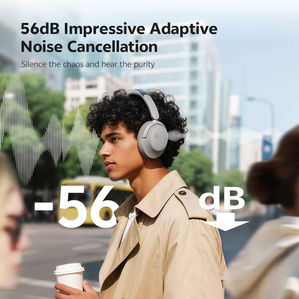 QCY H3S earcup close-up displaying soft protein leather for long comfort