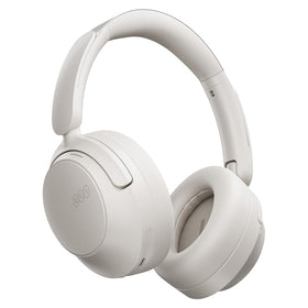 QCY H3S front view in white showing sleek over-ear design and comfort