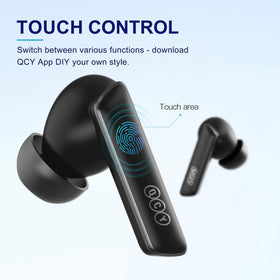 QCY HT05 app EQ screen on phone showing customizable sound personalization