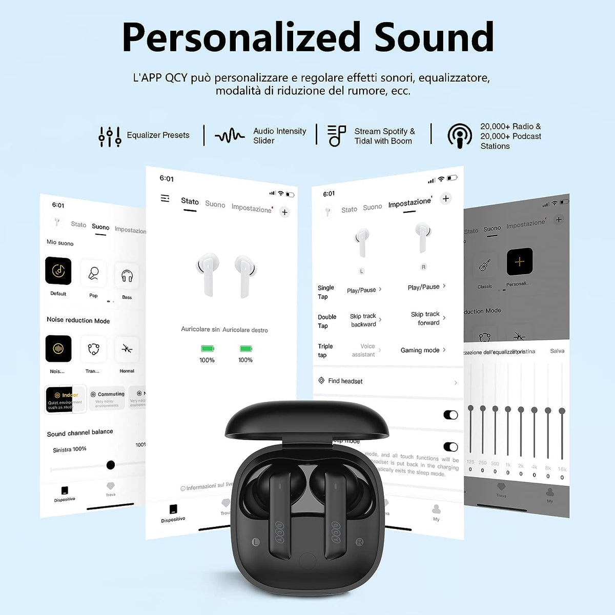QCY HT05 retail packaging and accessories showing complete out-of-box readiness
