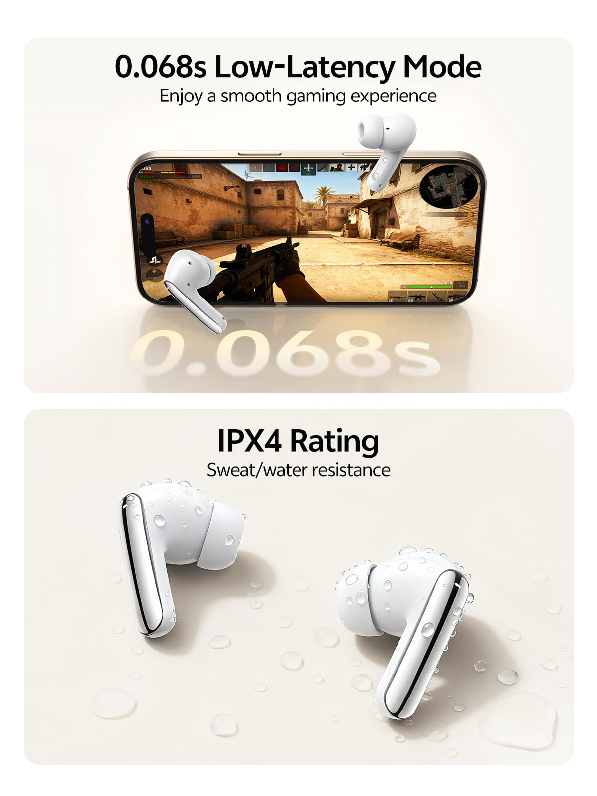 QCY MeloBuds N20 full battery life up to 40 hours with case.
