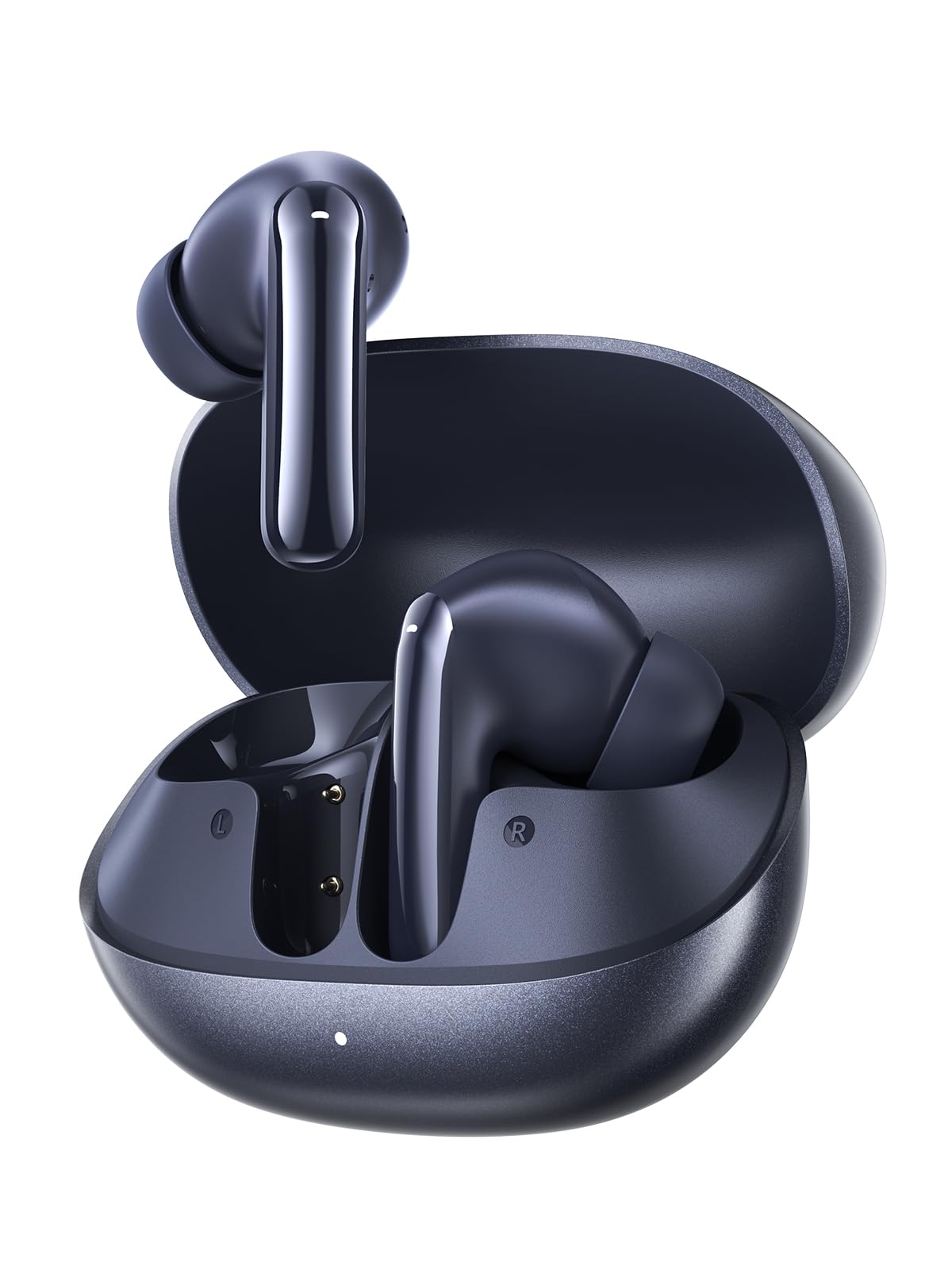 QCY MeloBuds N20 ANC front view shows compact travel-friendly design.