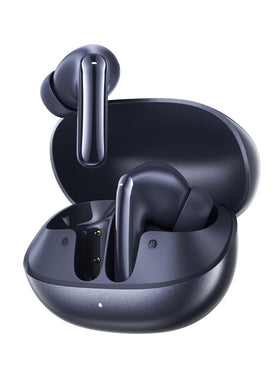 QCY MeloBuds N20 ANC front view shows compact travel-friendly design.