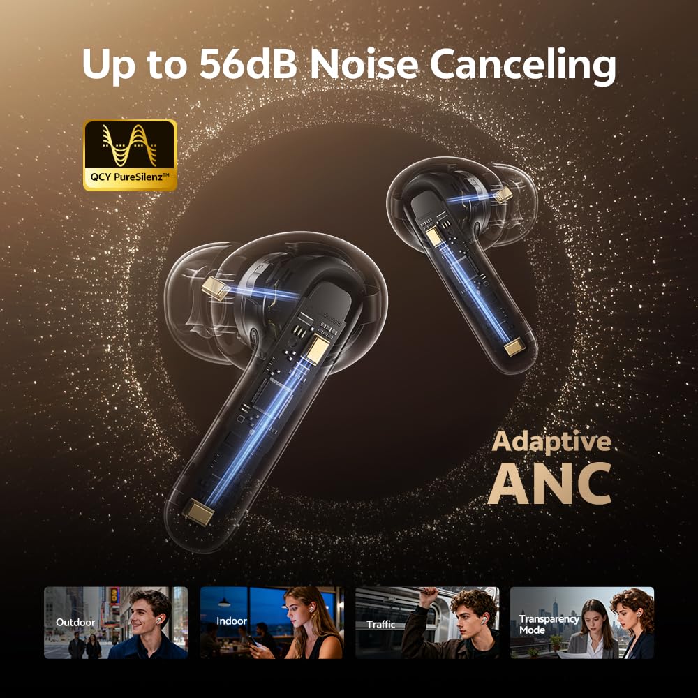 QCY MeloBuds N60 earbuds outside case ready for quick pairing and listening