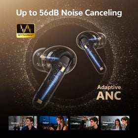 QCY MeloBuds N60 earbuds outside case ready for quick pairing and listening