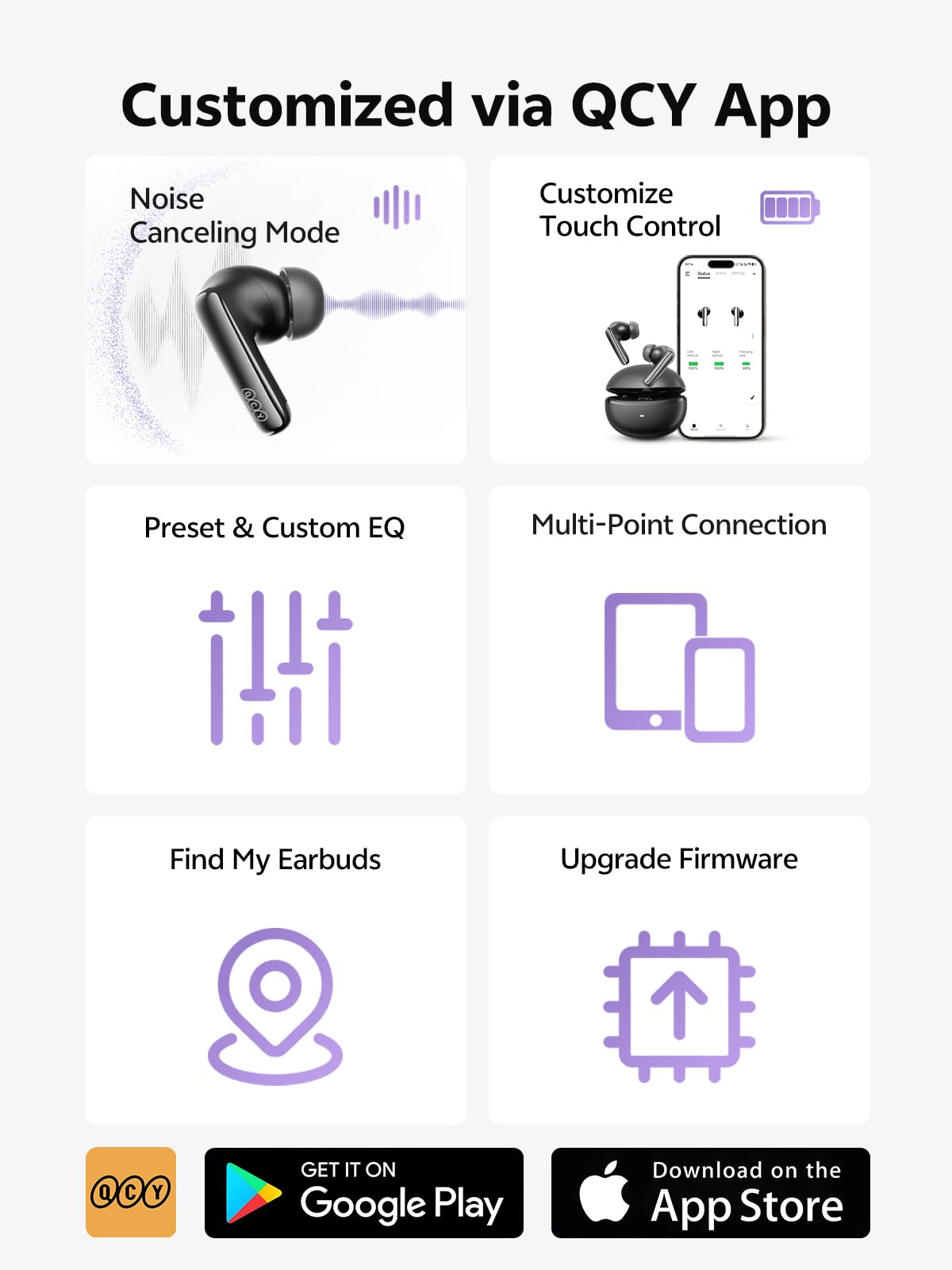 QCY MeloBuds N70 app allows EQ tweaks and firmware updates