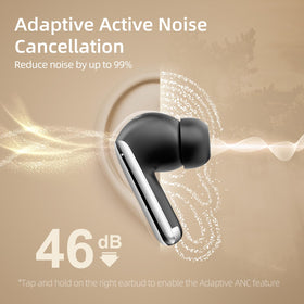 QCY MeloBuds Pro earbud side profile highlighting comfortable fit benefit