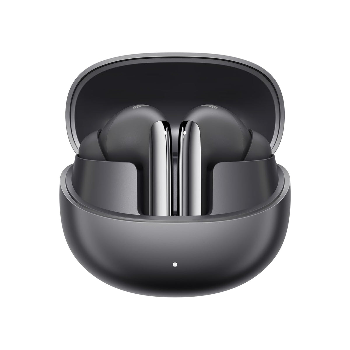 QCY MeloBuds Pro front view showing earbuds and case, clean design benefit