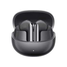 QCY MeloBuds Pro front view showing earbuds and case, clean design benefit