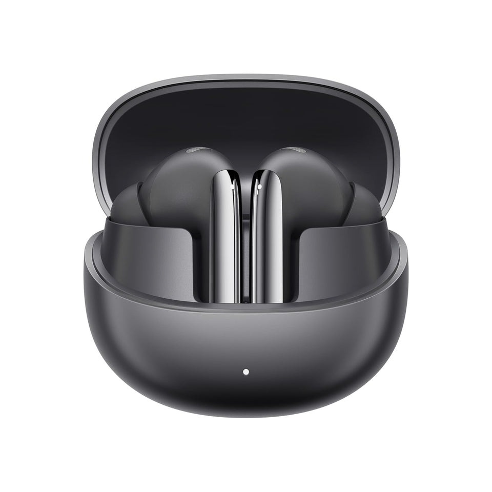 QCY MeloBuds Pro front view showing earbuds and case, clean design benefit