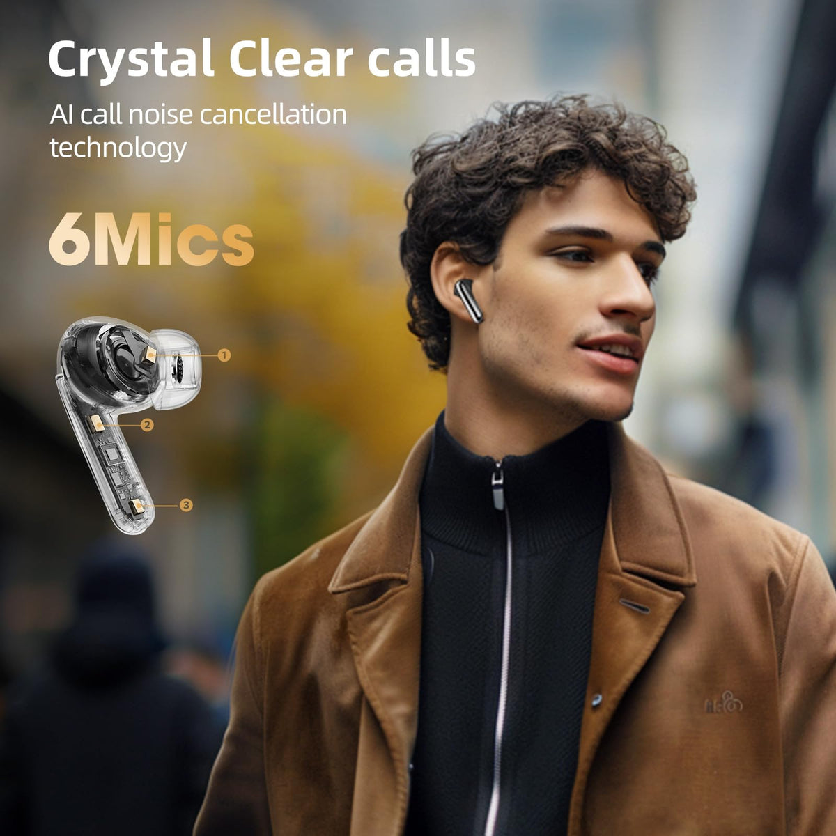 QCY MeloBuds Pro in ear usage demonstrating secure fit and stable sound benefit