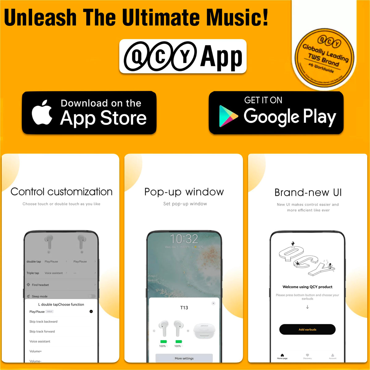 QCY T13 offers up to 40 hours of playback with the charging case