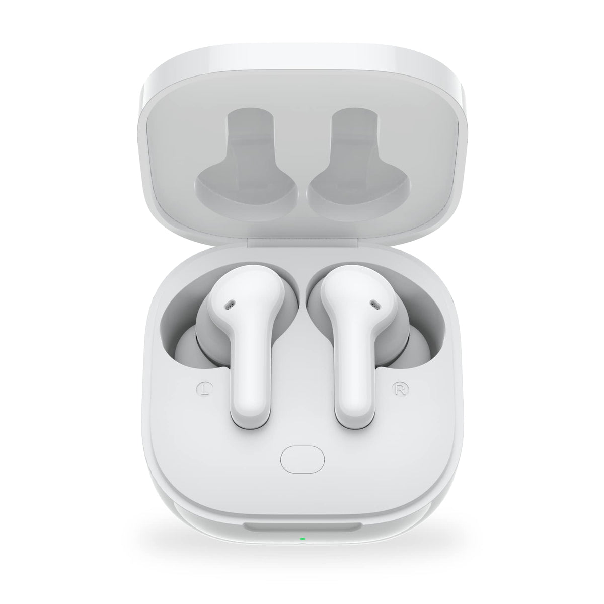 QCY T13 earbuds front view showing compact, ergonomic design for daily use