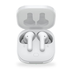QCY T13 earbuds front view showing compact, ergonomic design for daily use