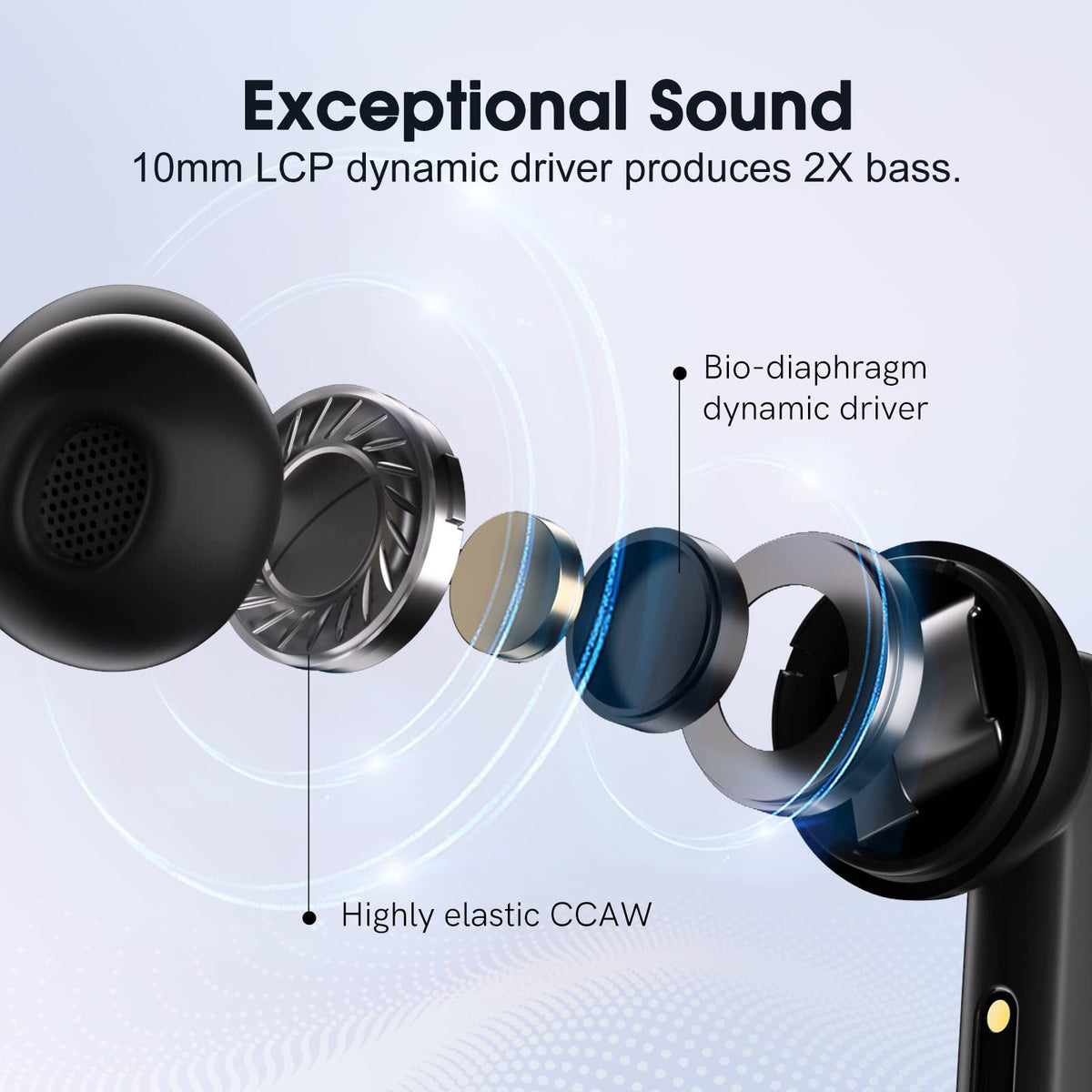 QCY T13 earbuds in case ready for on-the-go recharge.