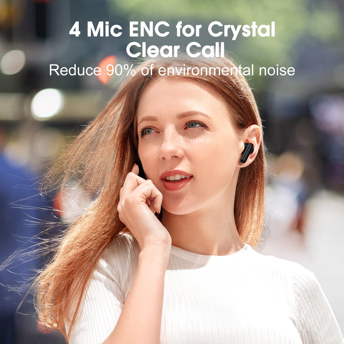 QCY T13 four-microphone setup aids clear calls.