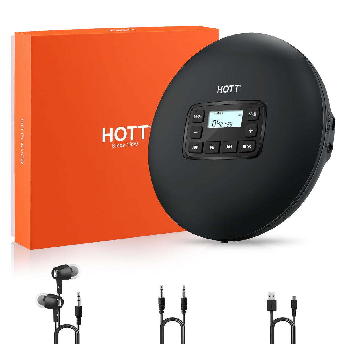 QDZ HOTT C204 front view showing compact portable player and benefit of easy handling
