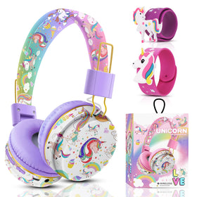 QearFun Unicorn Headphones in gift box, perfect for birthdays.
