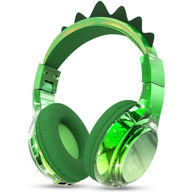 QearFun Kids Dinosaur headphones with dino spikes for immersive travel listening