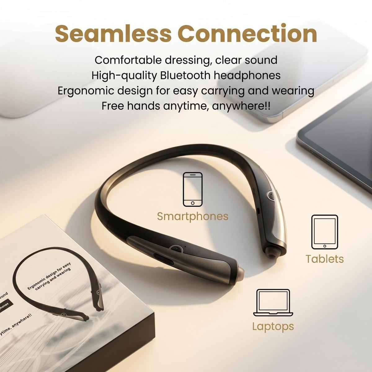 Qeapaue next to smartphone to show compact scale and portable everyday use