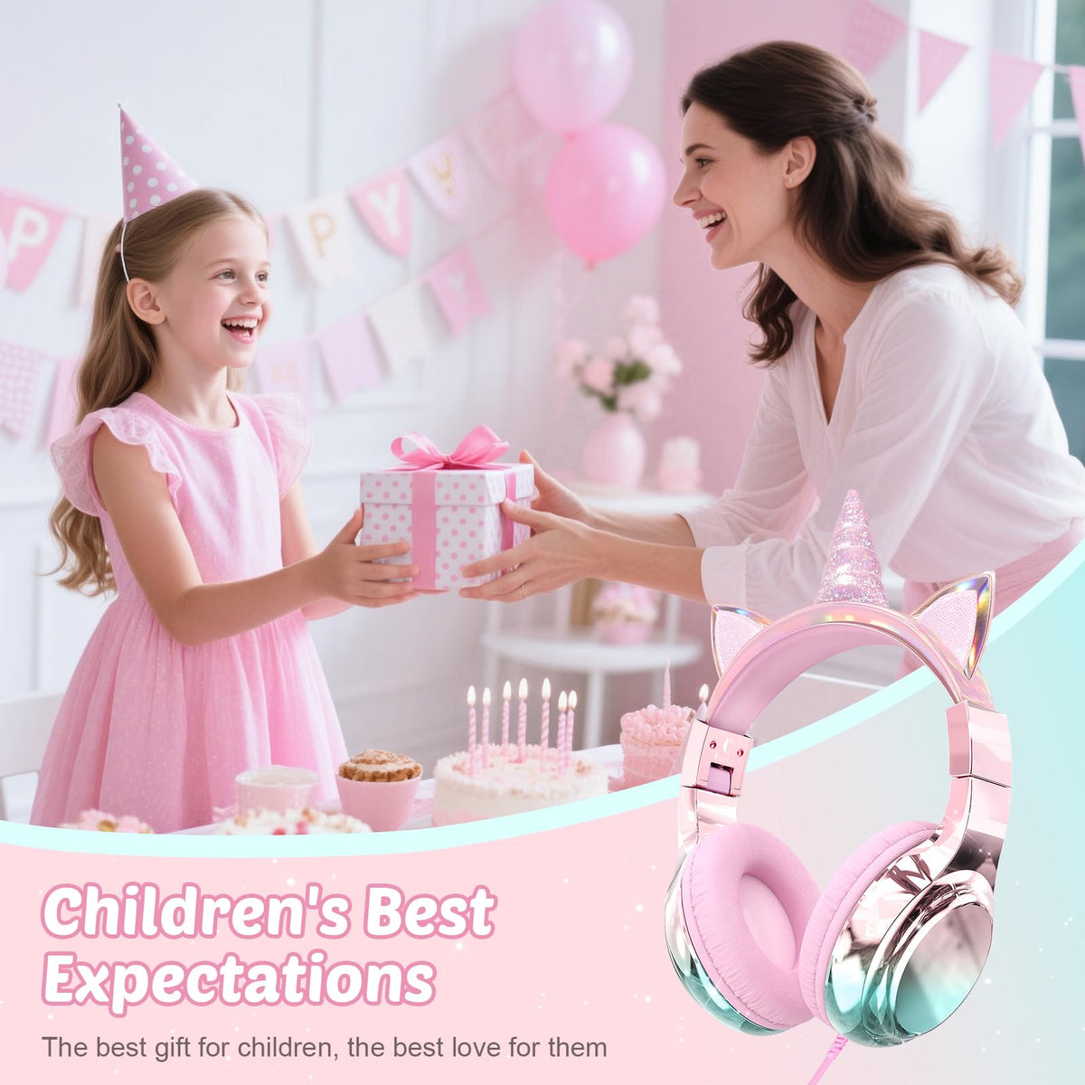 QearFun cat ears headphones with glitter add playful style and comfort