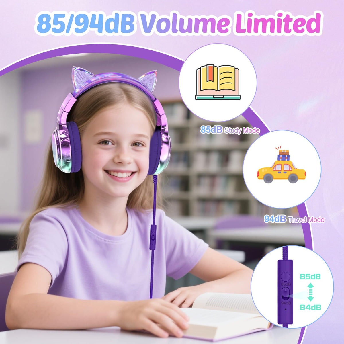 QearFun headphones with microphone for online classes