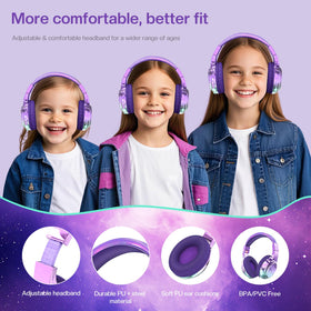 QearFun Mermaid Purple headphones with vibrant finish for creative learning on the go.