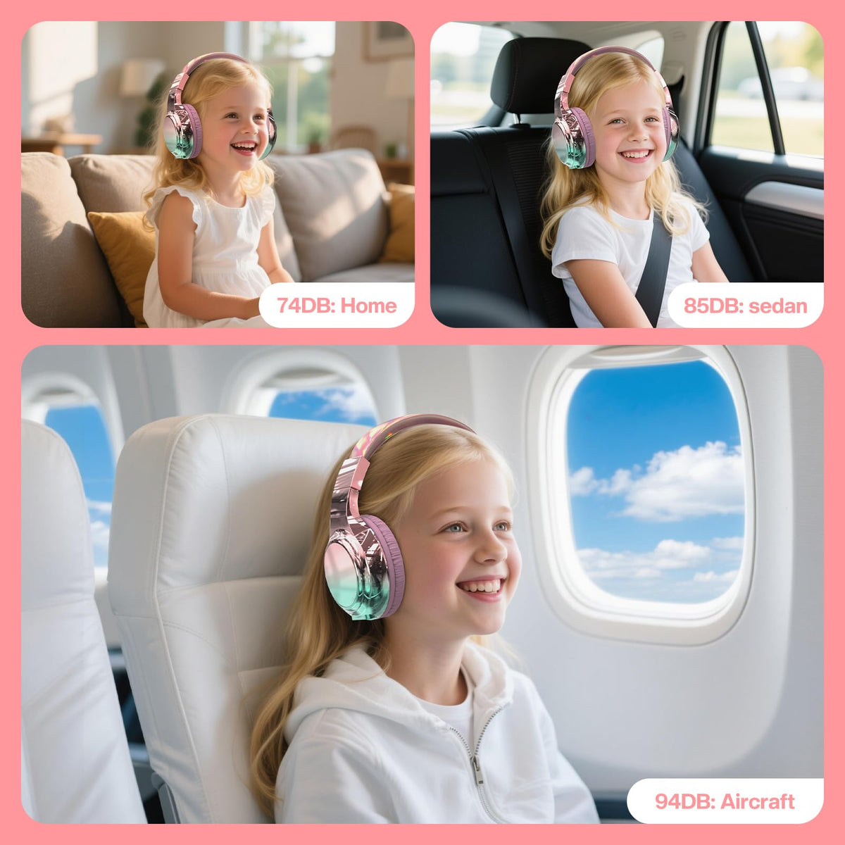 QearFun Kids Bluetooth Headphones Milky Way Purple stylish design