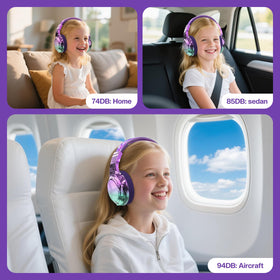 QearFun Kids headphones in Milky Way Purple provide stylish design for study and travel.