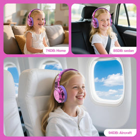 QearFun kids headphones Milky Way Purple offer safe volume control for learning and play.