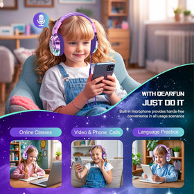 QearFun Headphones with inline mic for online classes.
