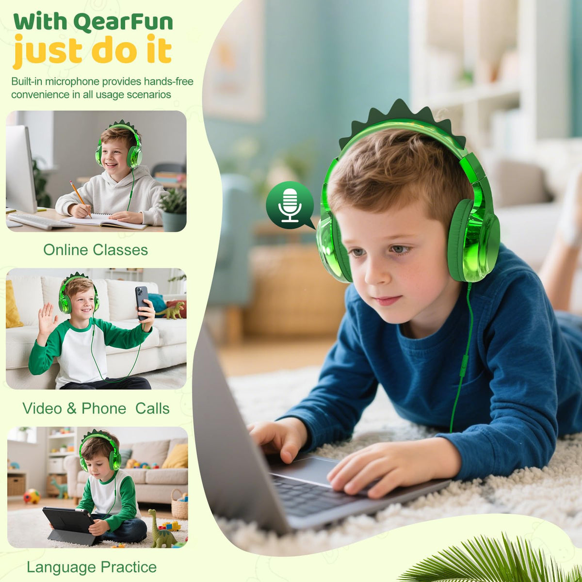 QearFun foldable unicorn headphones for easy packing and travel.