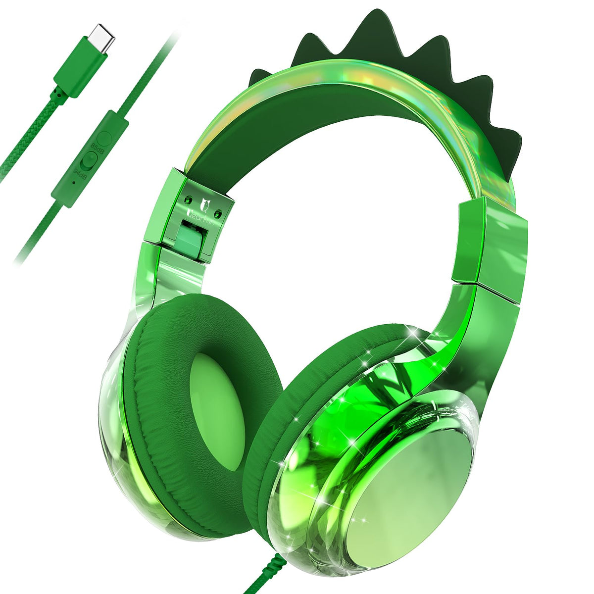 QearFun kids unicorn headphones with USB-C for safe listening and playful design.