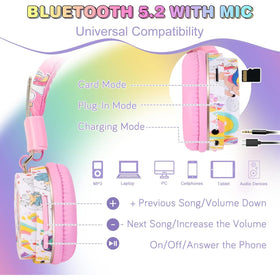 QearFun Unicorn headphones folded compact for backpack portability