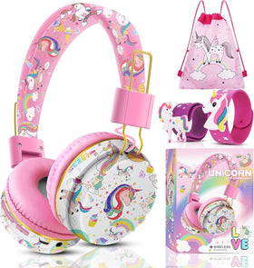 QearFun Unicorn headphones front view showing kid-friendly design and 85dB limit